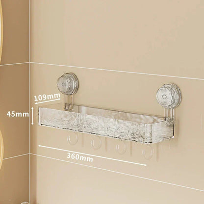 🚀50% Rabatt🏡Wandmontierte abnehmbare Saugnapfablage mit Haken