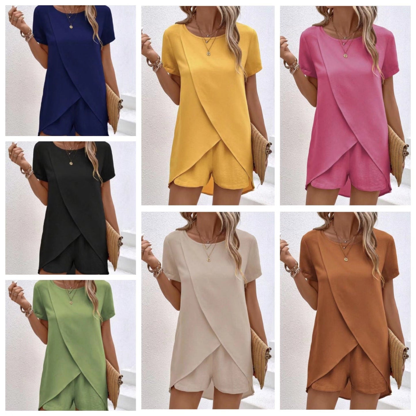 👗 50% RABATT! ☀️ Damen Zweiteiler – asymmetrisches Oberteil & Shorts – Einfarbig, luftig & vielseitig für Sommer, Strand & Alltag 🏖️