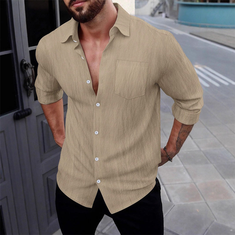 👔⏰ 50% RABATT – NUR FÜR KURZE ZEIT! Herren Langarm-Hemd aus Leinen mit Knopfleiste – Lässig, atmungsaktiv & perfekt für Frühling & Sommer ✨