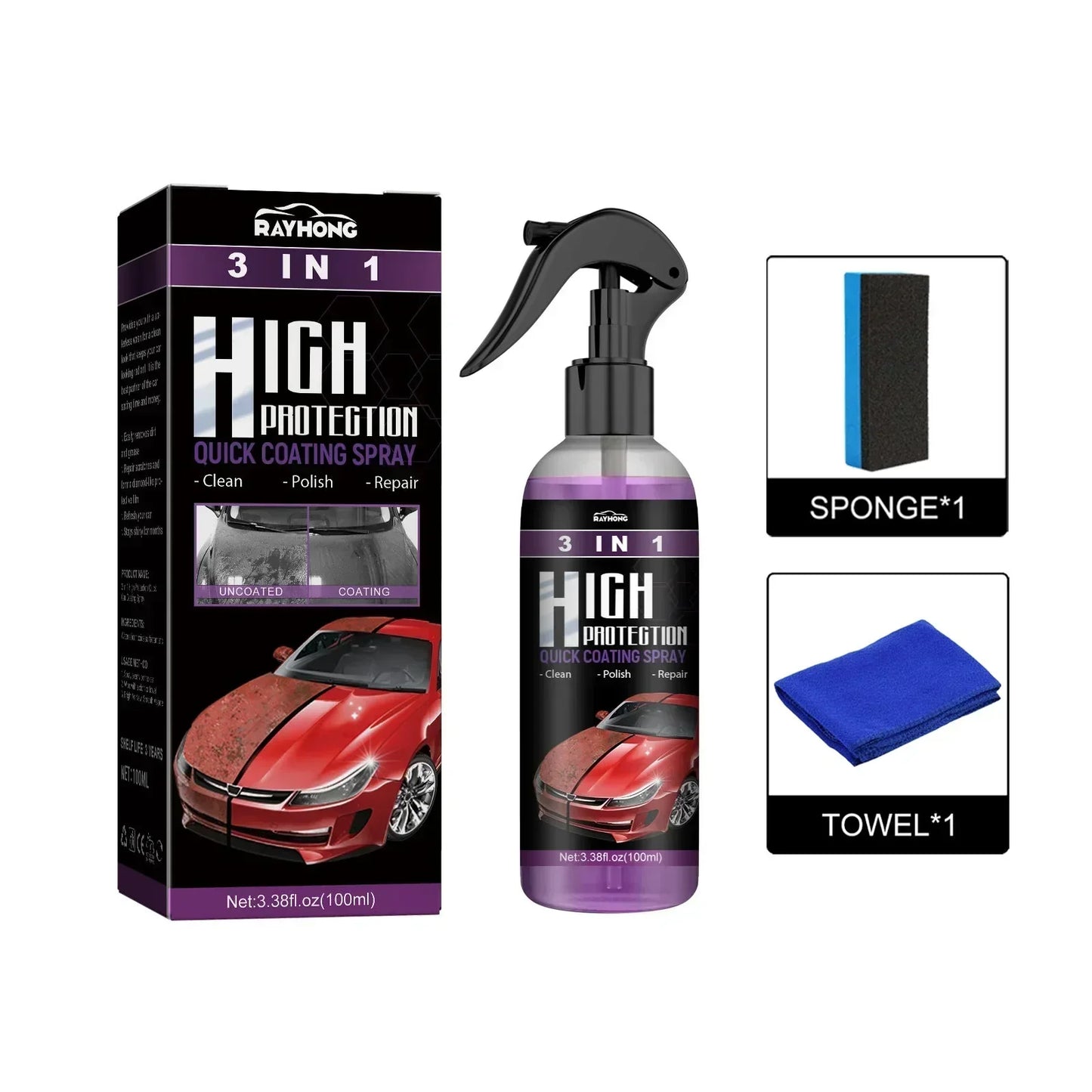 🔥Beim Kauf von 2 erhalten Sie 1 gratis！🚗3-in-1-Hochschutz-Schnelllackierungsspray für Autos💗