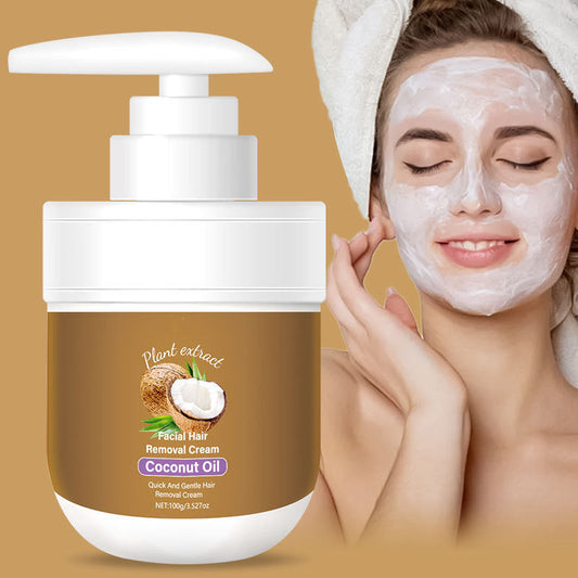 🎁 Kaufe 1, erhalte 1 GRATIS! 🥥✨ Kokosnuss-Gesichtsenthaarungscreme – Sanft & effektiv für glatte Haut