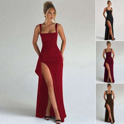 🌹 LIMITED-TIME 50% RABATT! ✨ Ärmelloses Bodycon-Kleid – Karree-Ausschnitt, Seitenschlitz, Figurbetont ✨