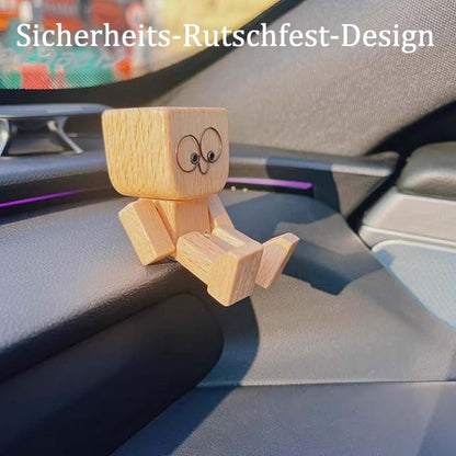 🔥 KAUFE 2, SPAREN SIE 5,99 € ! 🙂✨ Wippendes Holzmännchen mit Wohlfühl-Lächeln – Kreatives Auto-Duftaccessoire 🌿🚗