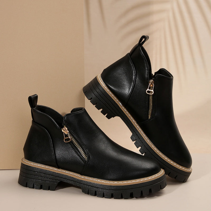 🔥Modische schwarze Stiefeletten aus PU-Leder für Damen🔥BEI KAUF VON 2 PAAREN VERSANDKOSTENFREI
