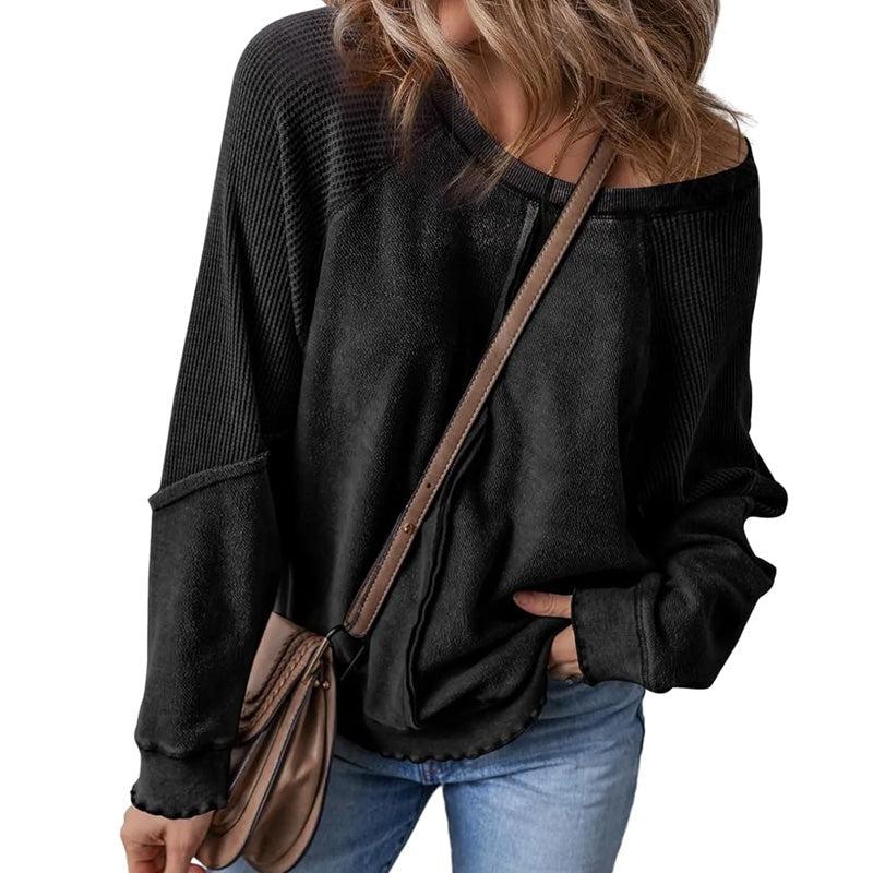 👕✨ 50% RABATT! Lässiges Rundhals-Top mit langen Ärmeln für Damen – Bequem, vielseitig & perfekt für Alltag, Freizeit & kühlere Tage 🍂