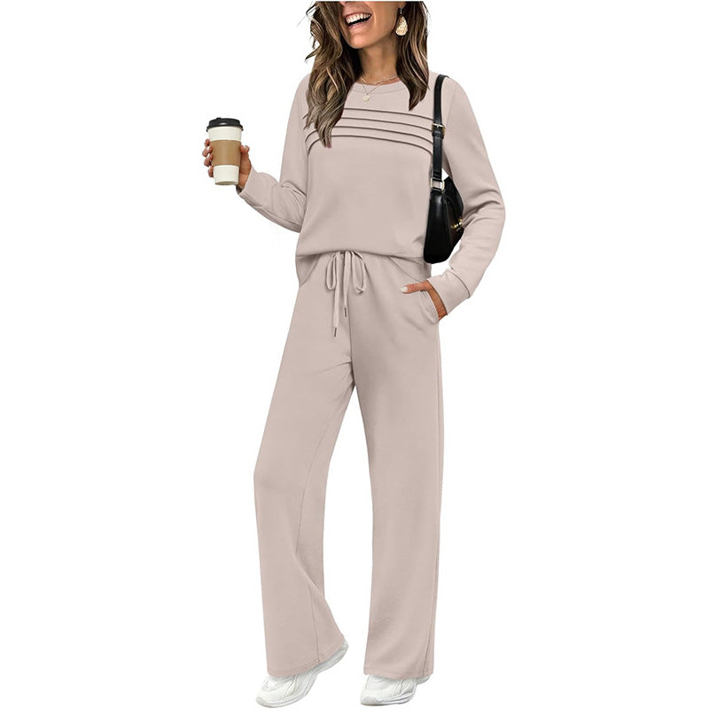 🍂✨Set für Damen mit Rundhals-Top und Kordelzughose⏰Zeitlich begrenzter Verkauf – 50% RABATT🔥