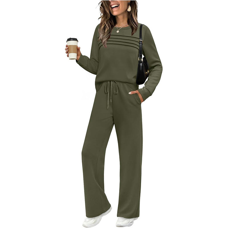 🍂✨Set für Damen mit Rundhals-Top und Kordelzughose⏰Zeitlich begrenzter Verkauf – 50% RABATT🔥