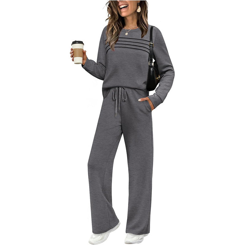 🍂✨Set für Damen mit Rundhals-Top und Kordelzughose⏰Zeitlich begrenzter Verkauf – 50% RABATT🔥