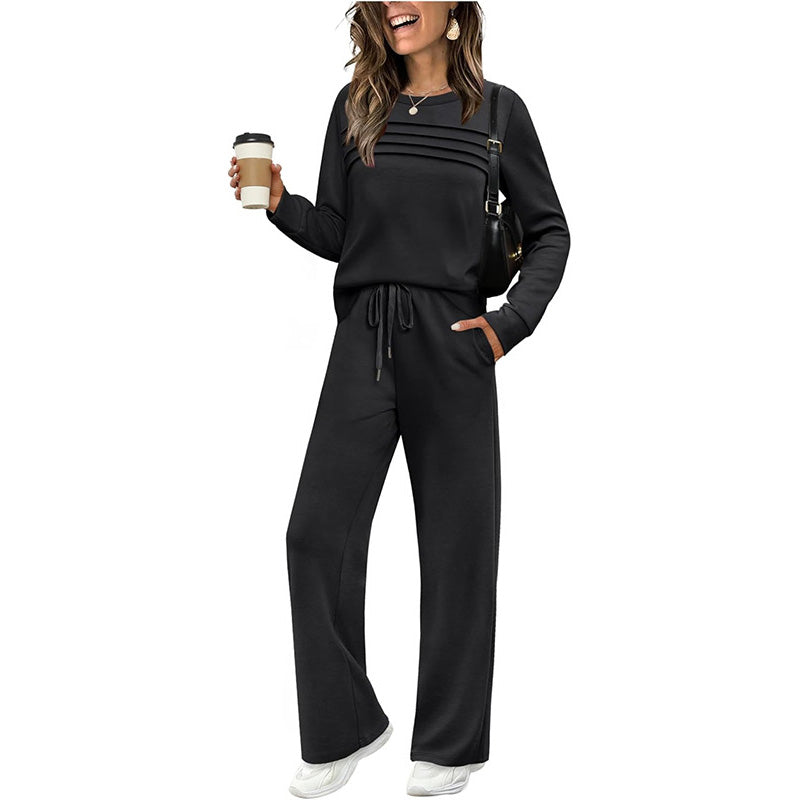 🍂✨Set für Damen mit Rundhals-Top und Kordelzughose⏰Zeitlich begrenzter Verkauf – 50% RABATT🔥