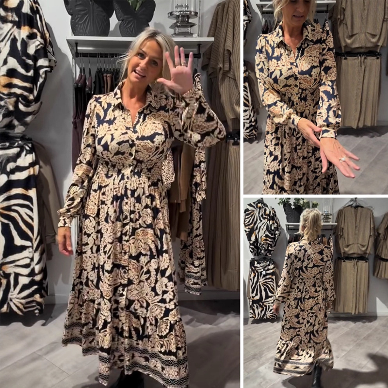 💖Anmutiges Langarmkleid mit Blumenmuster