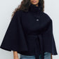 🧥 50% RABATT! Damen Cape-Mantel mit Stehkragen & Gürtel – Elegant, Figurbetont & Vielseitig Kombinierbar 🍂