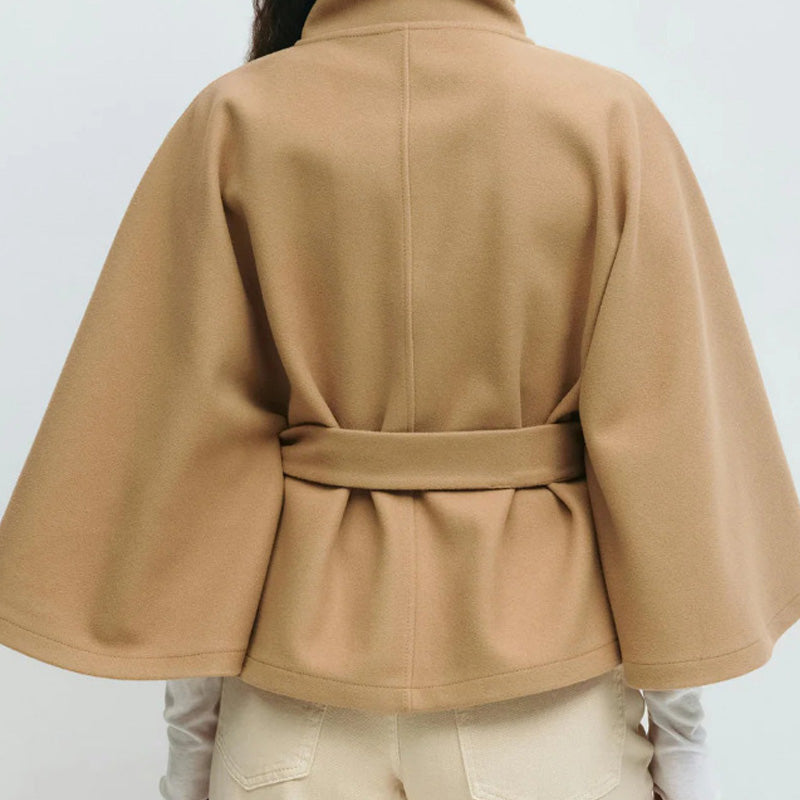 🧥 50% RABATT! Damen Cape-Mantel mit Stehkragen & Gürtel – Elegant, Figurbetont & Vielseitig Kombinierbar 🍂