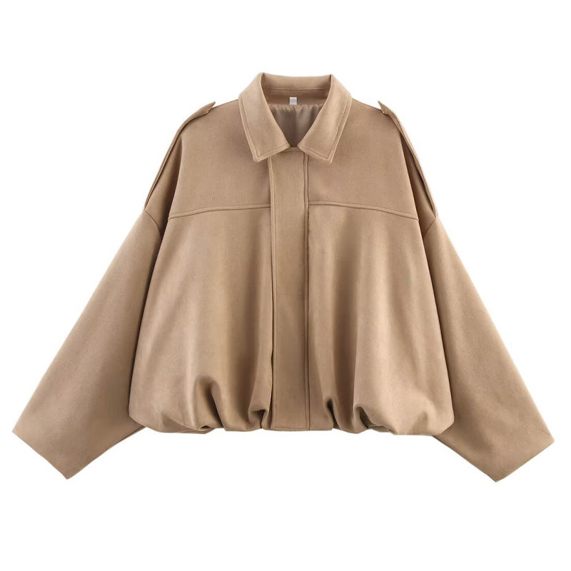 Damen-Pilotenjacke mit Veloursleder-Optik
