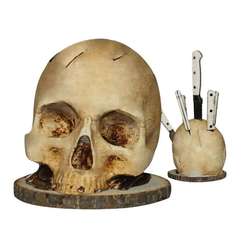 💀🎃 HALLOWEEN-ÜBERRASCHUNG – BIS ZUM HALBEN PREIS! Kreativer Totenkopf-Messerhalter aus Harz – Gruselig, praktisch & perfekt für Halloween-Deko & Küche ✨