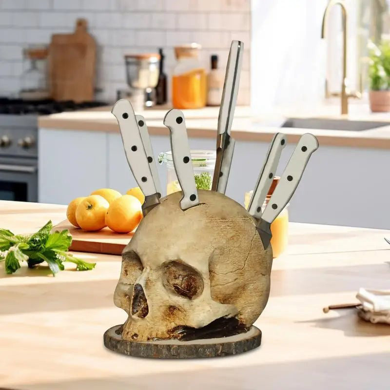 💀🎃 HALLOWEEN-ÜBERRASCHUNG – BIS ZUM HALBEN PREIS! Kreativer Totenkopf-Messerhalter aus Harz – Gruselig, praktisch & perfekt für Halloween-Deko & Küche ✨