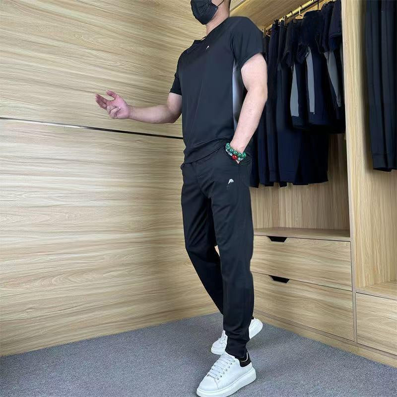 💎👕 50% RABATT! Zweiteiliges Sport-Set für Herren – Kurzarm-T-Shirt & Lange Hose | Atmungsaktiv, bequem & ideal für Training oder Freizeit 🏃‍♂️