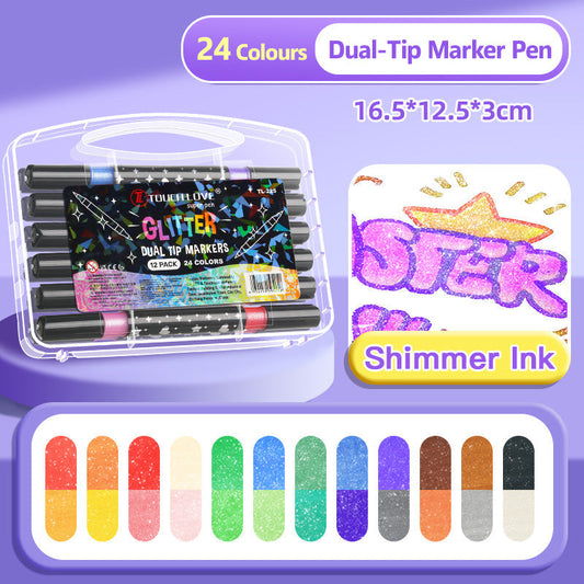 🔥Weihnachtsangebot  50% RABATT🎨✨Dual-Tip Glitter Marker Pen✨