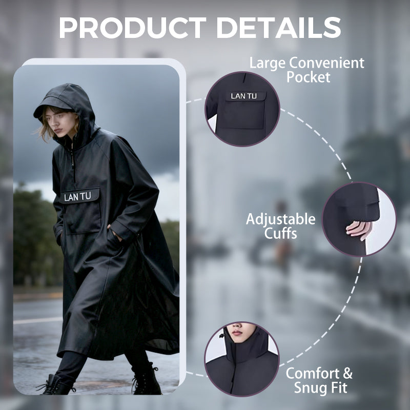 🔥Heißer Verkauf 50% Rabatt🔥Wasserdichter langer Regenmantel mit Kapuze für Roller🌧️