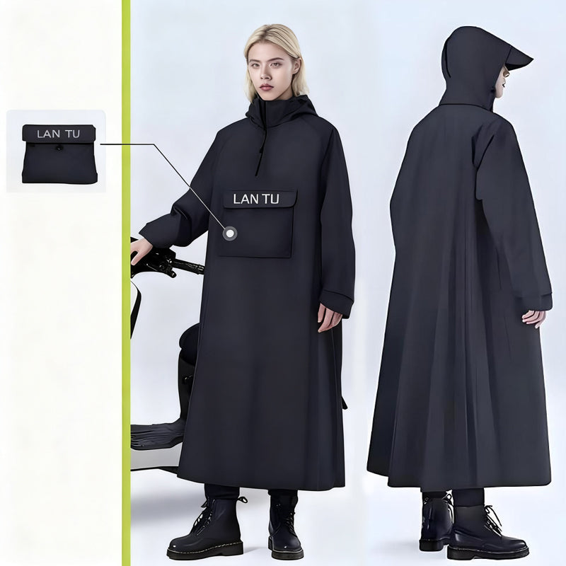 🔥Heißer Verkauf 50% Rabatt🔥Wasserdichter langer Regenmantel mit Kapuze für Roller🌧️