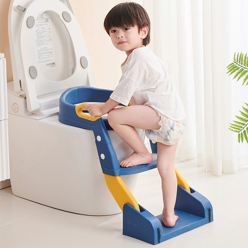 🚽 Baby-Toilettensitz Kinder mit Treppe Toilettentrainer für Kinder WC Sitz mit PU Gepolsterter Höhenverstellbar und Faltbar