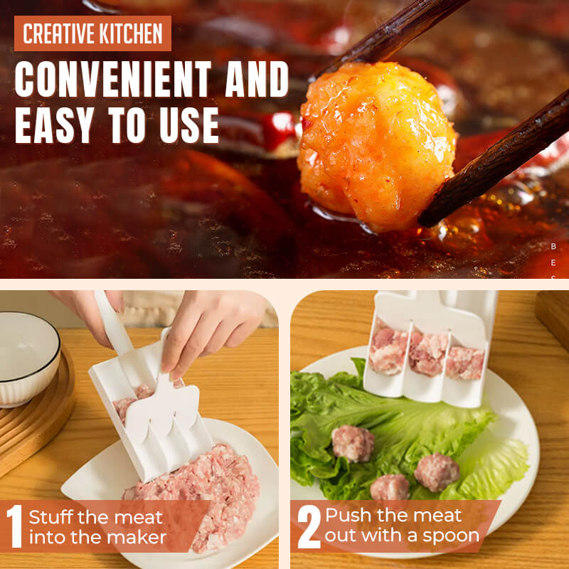 🍖 KAUFE 1, ERHALTE 1 GRATIS! 🧆 Dreifach-Fleischbällchen-Maker – Gleichmäßige Form, einfach zu bedienen & vielseitig – Perfekt für Fleischbällchen, Gemüsebällchen & Snacks ✨