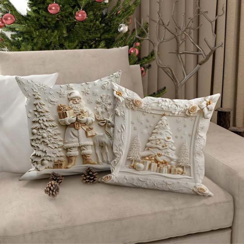 🔥Heißer Verkäufer 50% Rabatt💥🎄 Neue 4-teilige Weihnachts-Kissenbezüge Set – Santa, Schneemann, Tannenbaum & Rentier Motive für Ihre Wohnzimmer-Dekoration