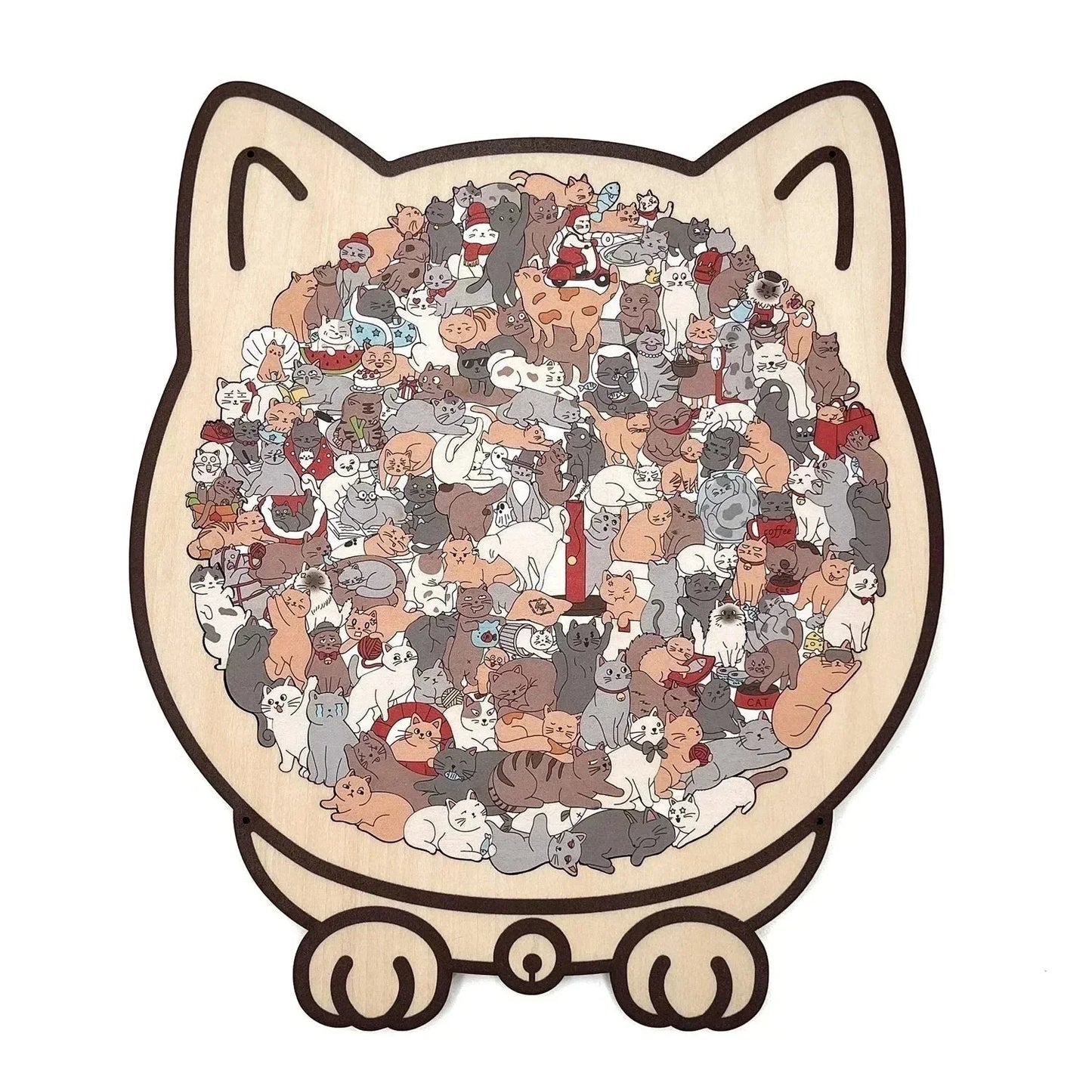 ✅Eine interessante Puzzle, die du noch nicht gesehen hast🎅Morandi-farbenes Katzenförmiges Holzpuzzle mit 135 Teilen