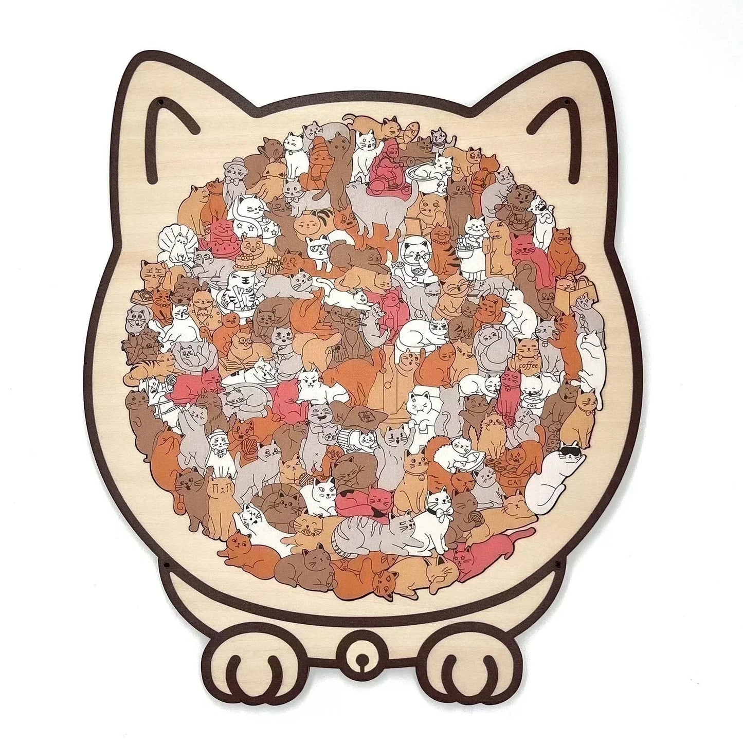 ✅Eine interessante Puzzle, die du noch nicht gesehen hast🎅Morandi-farbenes Katzenförmiges Holzpuzzle mit 135 Teilen