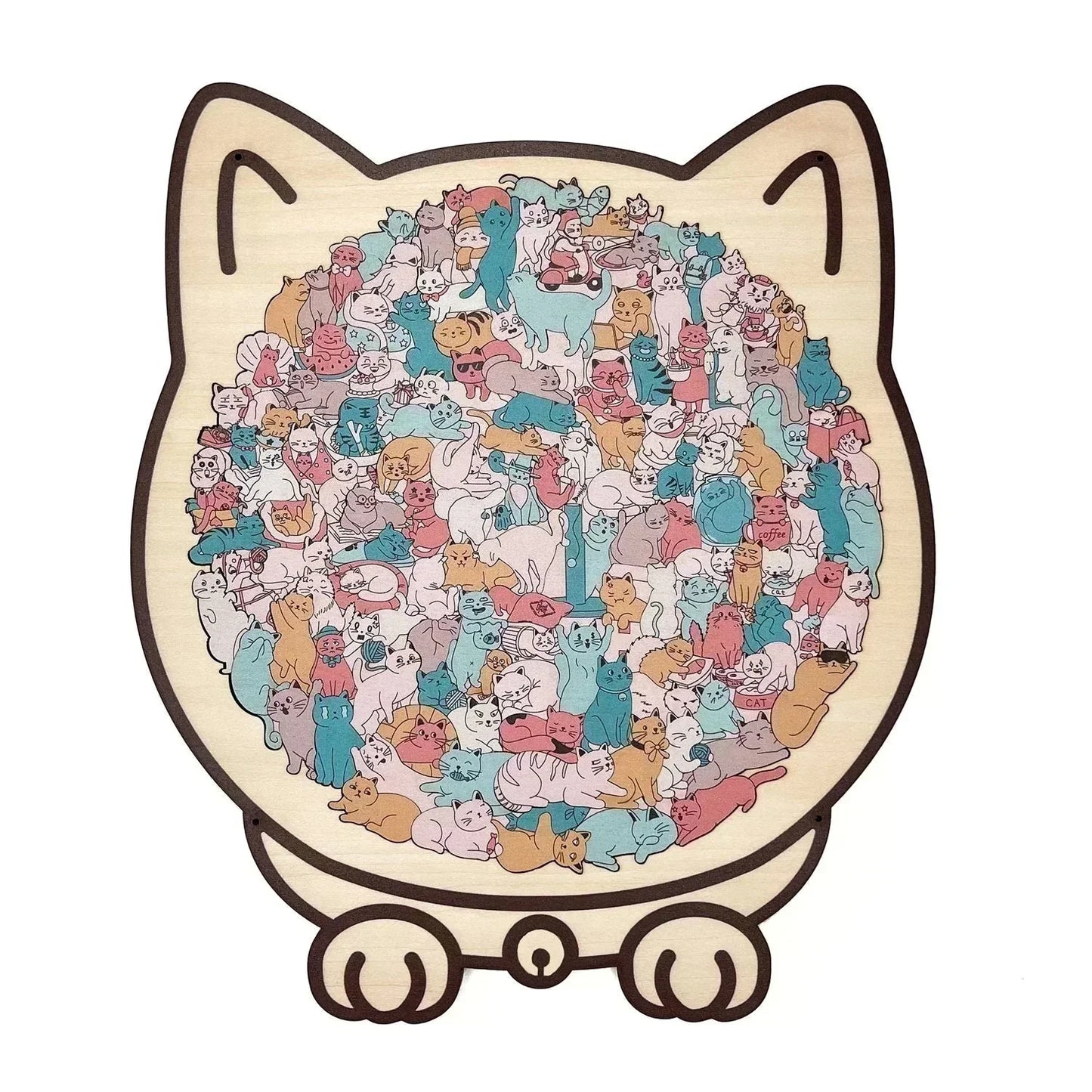 ✅Eine interessante Puzzle, die du noch nicht gesehen hast🎅Morandi-farbenes Katzenförmiges Holzpuzzle mit 135 Teilen