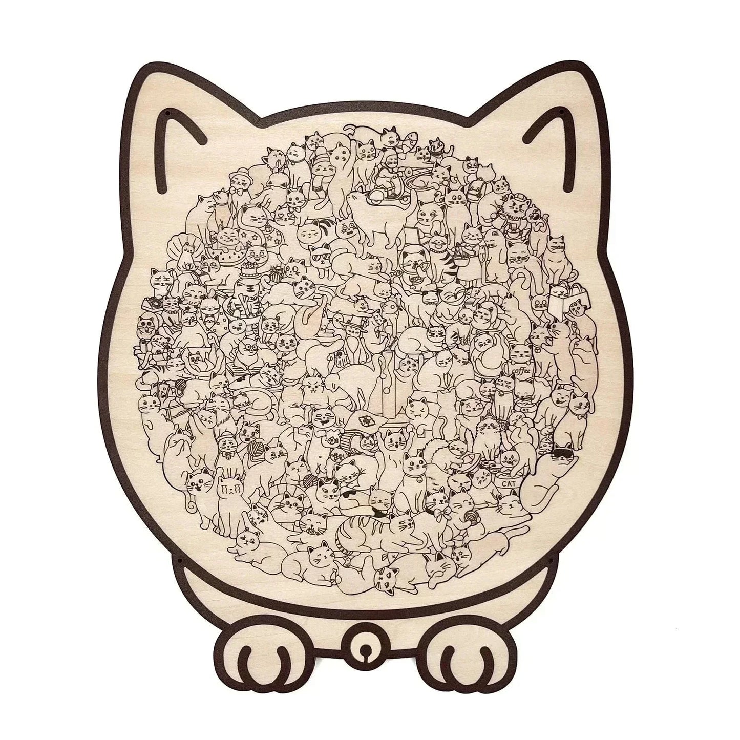✅Eine interessante Puzzle, die du noch nicht gesehen hast🎅Morandi-farbenes Katzenförmiges Holzpuzzle mit 135 Teilen