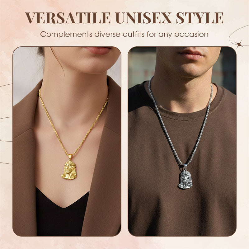 🕊️✝️ Halskette mit Jesus-Kopf-Anhänger – Glaube & Schutz immer bei dir – Edelstahl/Zinklegierung, antiker Silber-/Goldton – Feine Gravur, langlebig & hautfreundlich – Ideal als persönliches Andenken oder religiöses Geschenk 🙏
