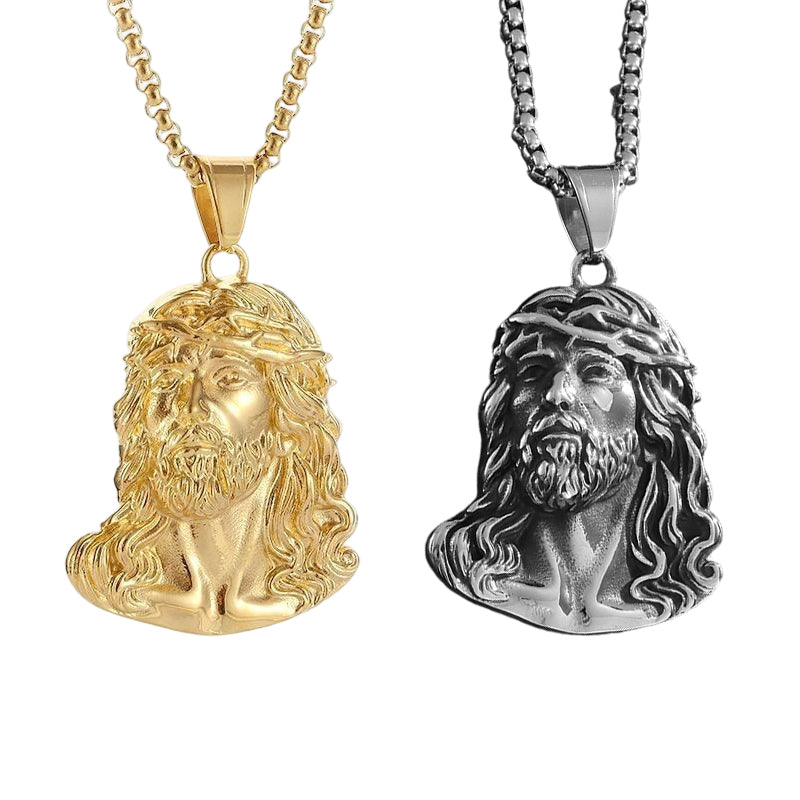 🕊️✝️ Halskette mit Jesus-Kopf-Anhänger – Glaube & Schutz immer bei dir – Edelstahl/Zinklegierung, antiker Silber-/Goldton – Feine Gravur, langlebig & hautfreundlich – Ideal als persönliches Andenken oder religiöses Geschenk 🙏