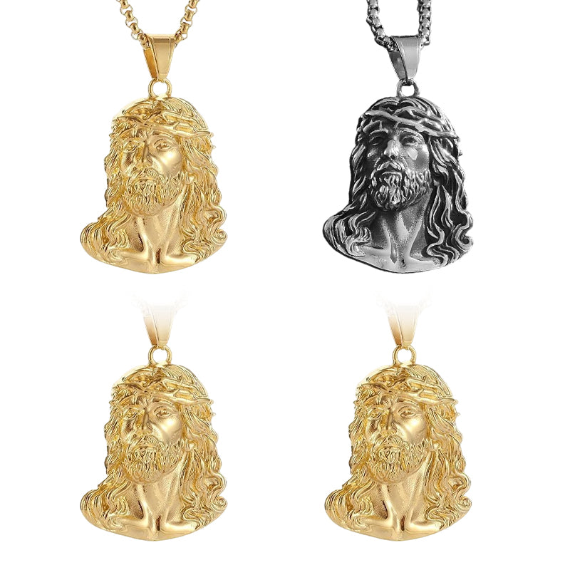 🕊️✝️ Halskette mit Jesus-Kopf-Anhänger – Glaube & Schutz immer bei dir – Edelstahl/Zinklegierung, antiker Silber-/Goldton – Feine Gravur, langlebig & hautfreundlich – Ideal als persönliches Andenken oder religiöses Geschenk 🙏
