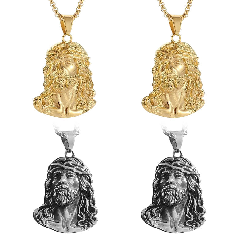 🕊️✝️ Halskette mit Jesus-Kopf-Anhänger – Glaube & Schutz immer bei dir – Edelstahl/Zinklegierung, antiker Silber-/Goldton – Feine Gravur, langlebig & hautfreundlich – Ideal als persönliches Andenken oder religiöses Geschenk 🙏