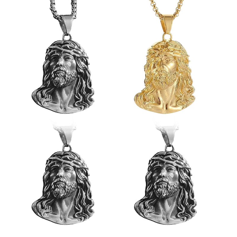 🕊️✝️ Halskette mit Jesus-Kopf-Anhänger – Glaube & Schutz immer bei dir – Edelstahl/Zinklegierung, antiker Silber-/Goldton – Feine Gravur, langlebig & hautfreundlich – Ideal als persönliches Andenken oder religiöses Geschenk 🙏