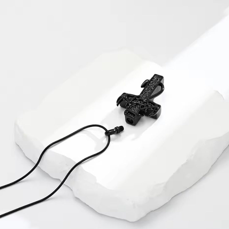 🔥Halskette mit Geweih-Kreuz-Urnenanhänger