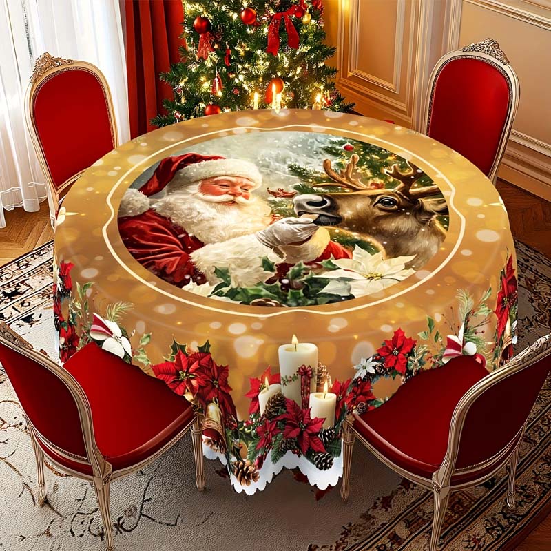 🎁Black-Friday-Mega-Angebot🎄Weihnachtstischdecke - Festliche Tischdeko für Weihnachtstisch & Feiertage, waschbar