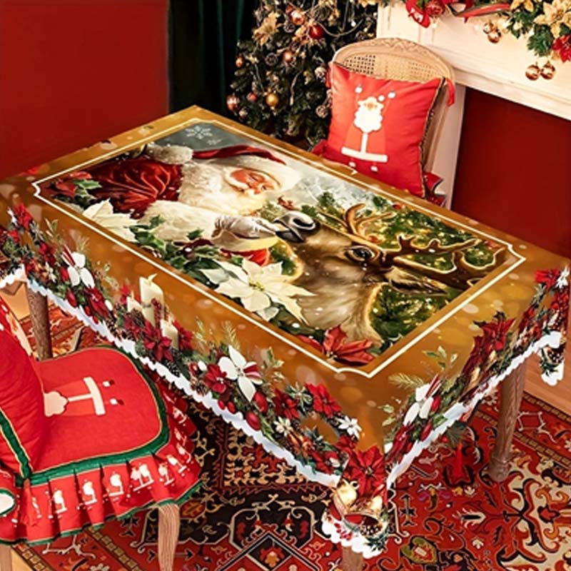 🎁Black-Friday-Mega-Angebot🎄Weihnachtstischdecke - Festliche Tischdeko für Weihnachtstisch & Feiertage, waschbar