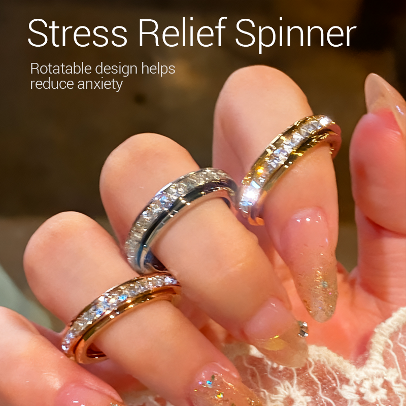 💍Das zweite Stück zum halben Preis 💥Drehbarer Ring in 18K Roségold – Titanstahl, Zirkonia-Steine & Anti-Stress Design für Stil und Entspannung ✨