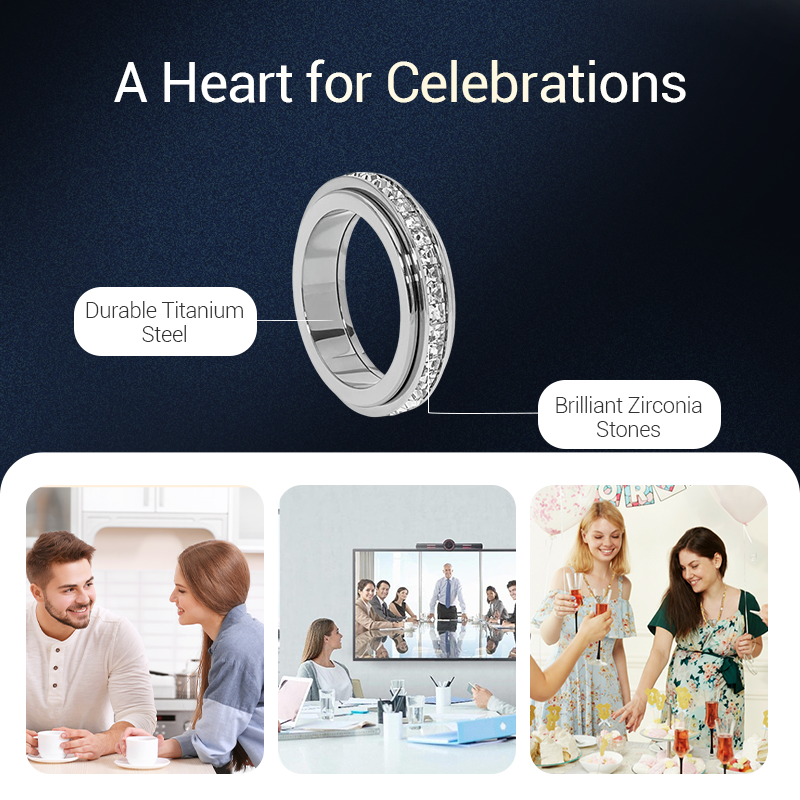 💍Das zweite Stück zum halben Preis 💥Drehbarer Ring in 18K Roségold – Titanstahl, Zirkonia-Steine & Anti-Stress Design für Stil und Entspannung ✨