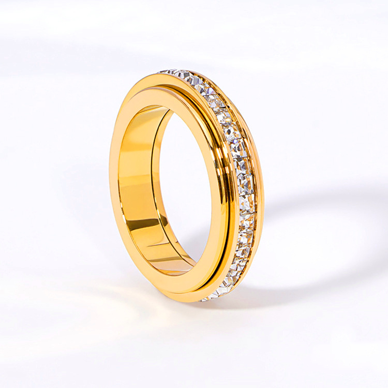 💍Das zweite Stück zum halben Preis 💥Drehbarer Ring in 18K Roségold – Titanstahl, Zirkonia-Steine & Anti-Stress Design für Stil und Entspannung ✨