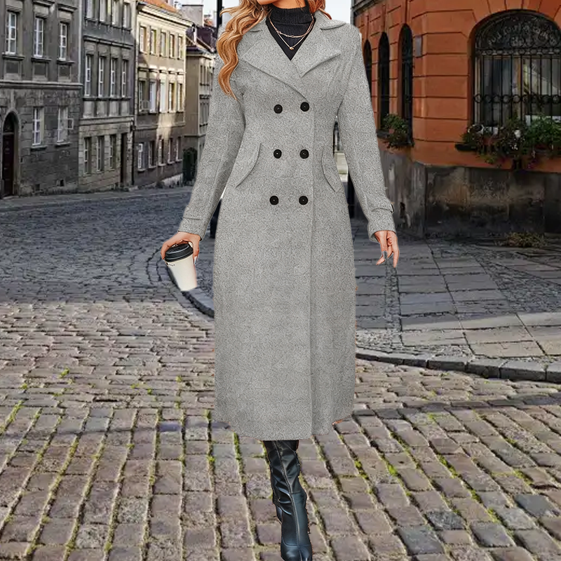 🧥🔥 BLACK-FRIDAY-MEGA-ANGEBOT – 50% RABATT! Langer warmer Mantel mit Doppelreihe für Damen – Elegant, kuschelig & perfekt für den Winter ❄️