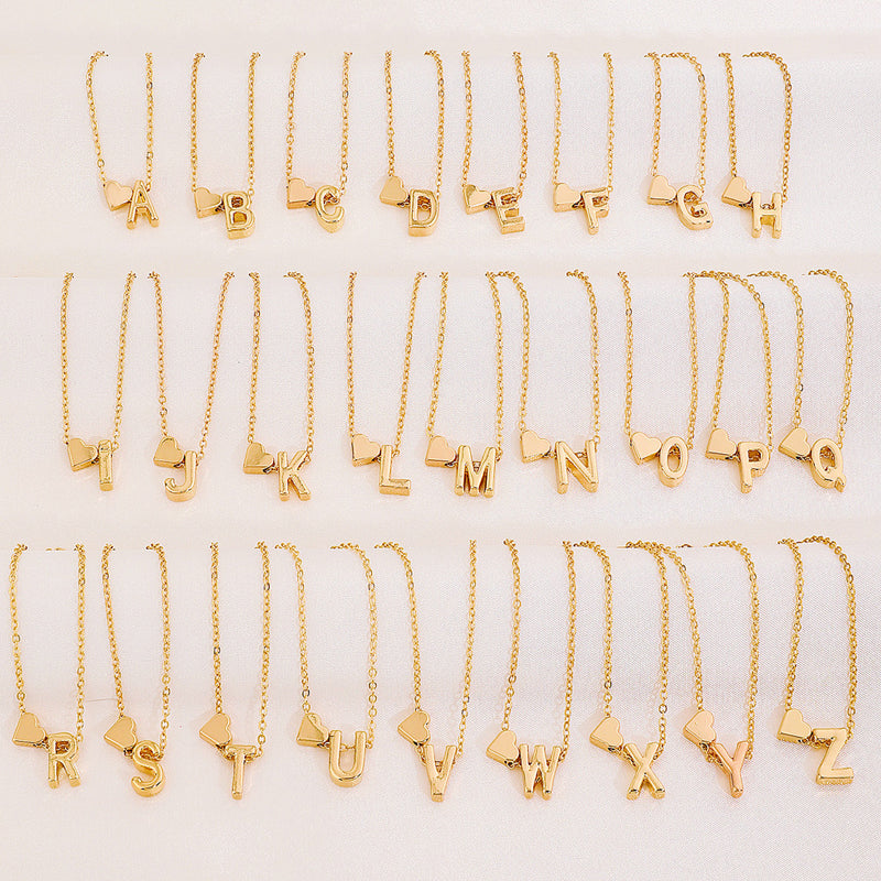 🎄Weihnachtsverkauf 50% Rabatt!!🔥Kleine Initialen-Halsketten mit goldenem Herz Buchstabe A-Z💖