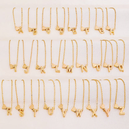 🎄Weihnachtsverkauf 50% Rabatt!!🔥Kleine Initialen-Halsketten mit goldenem Herz Buchstabe A-Z💖