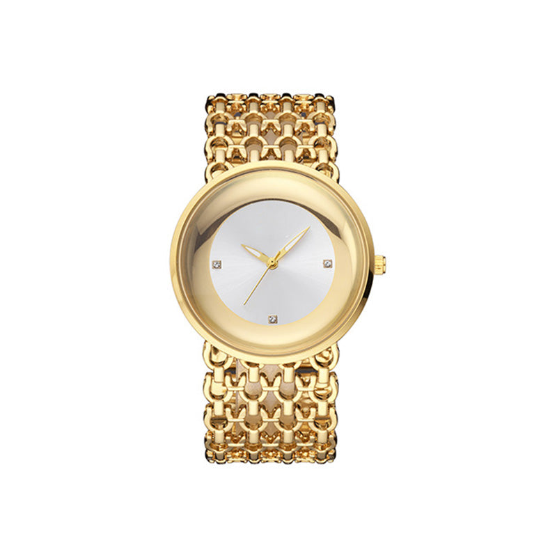 ⌚👑 Luxuriöse runde Armbanduhr Modische Damenarmbanduhr