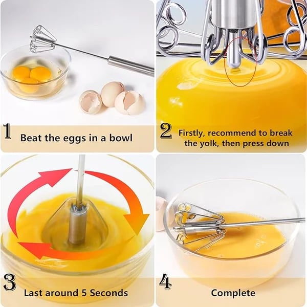 🥚❄️ SOMMERFRISCHE: 50% RABATT! Semiautomatischer Rührbesen aus Edelstahl – Handbetriebener Eierschläger ohne Batterien für Eier, Sahne, Saucen & Kaffee ✨