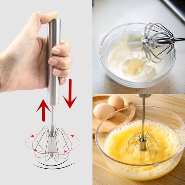 🥚❄️ SOMMERFRISCHE: 50% RABATT! Semiautomatischer Rührbesen aus Edelstahl – Handbetriebener Eierschläger ohne Batterien für Eier, Sahne, Saucen & Kaffee ✨