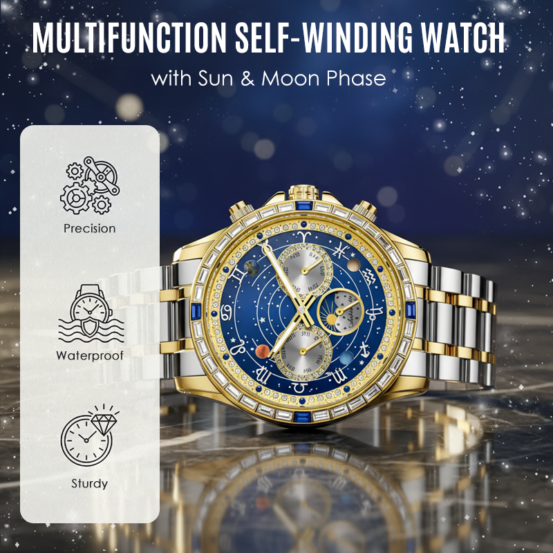 ⌚🌙 50% RABATT! Multifunktionale selbstaufziehende Uhr mit Sonne & Mondphase – Automatikwerk, elegant & zeitlos für Herren ✨