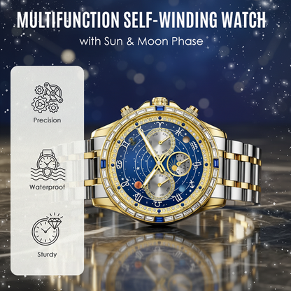 ⌚🌙 50% RABATT! Multifunktionale selbstaufziehende Uhr mit Sonne & Mondphase – Automatikwerk, elegant & zeitlos für Herren ✨