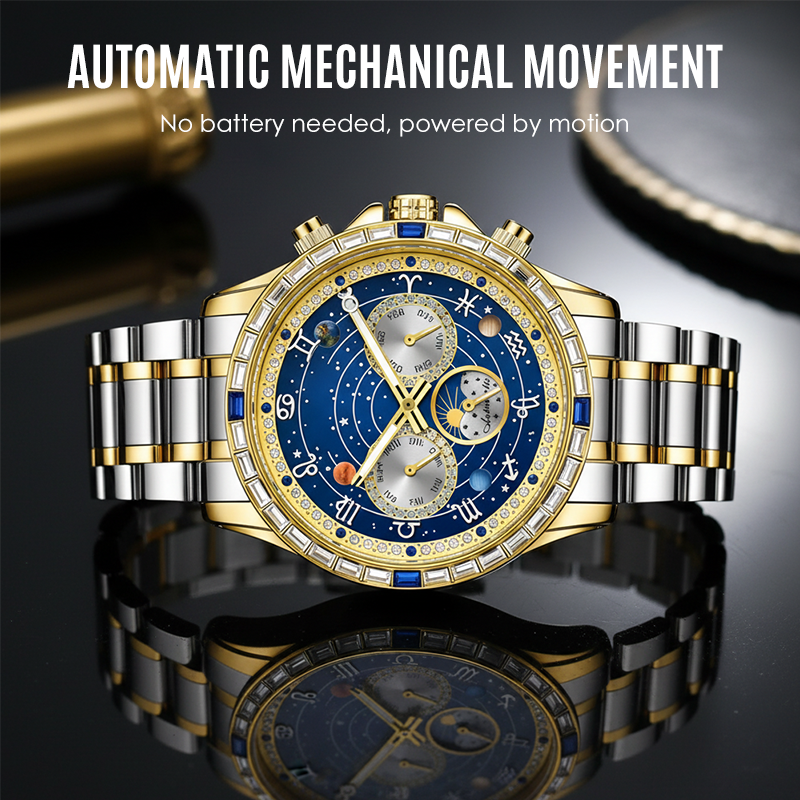 ⌚🌙 50% RABATT! Multifunktionale selbstaufziehende Uhr mit Sonne & Mondphase – Automatikwerk, elegant & zeitlos für Herren ✨